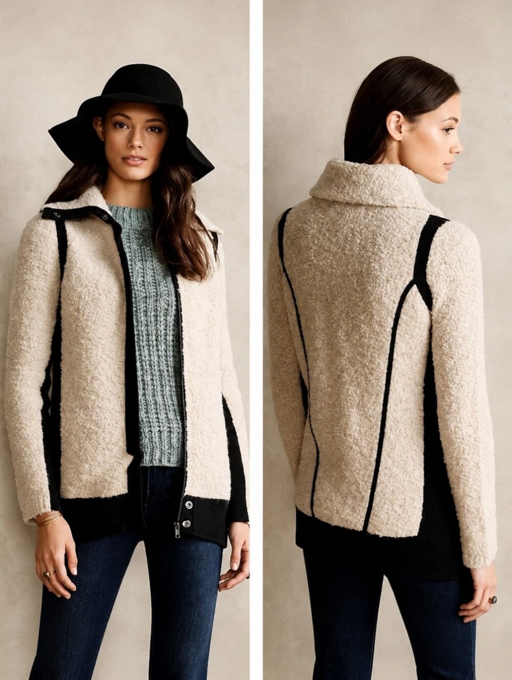 Anthropologie Sparrow Full Zip Jacket Collared Wool Mohair Blend Boucle Sz S